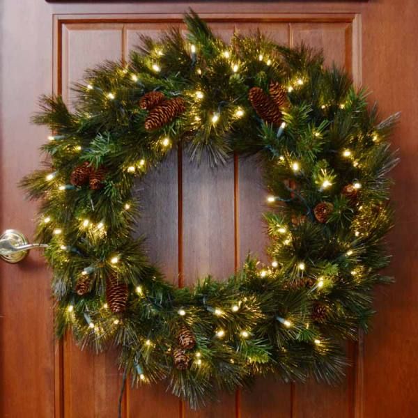 Warm White Lighted Door Wreath